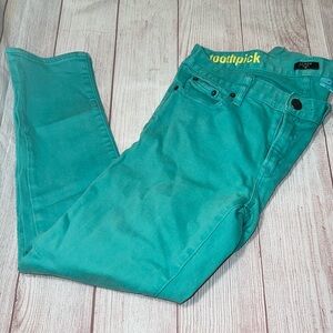 J Crew toothpick stretch turquoise jeans size 28